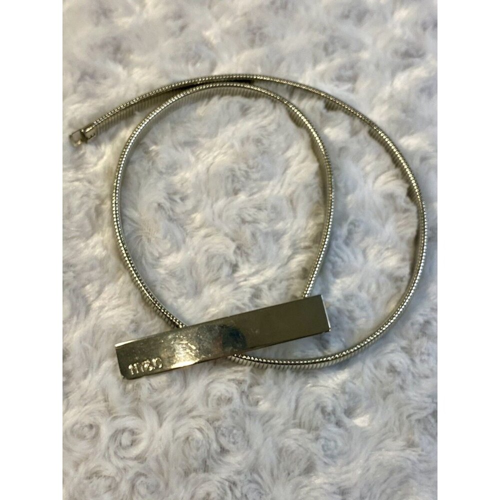 NY & Co Women's Belt 29” Silver VTG Coil Slinky Dress Logo Metal Stretch - Picture 2 of 6